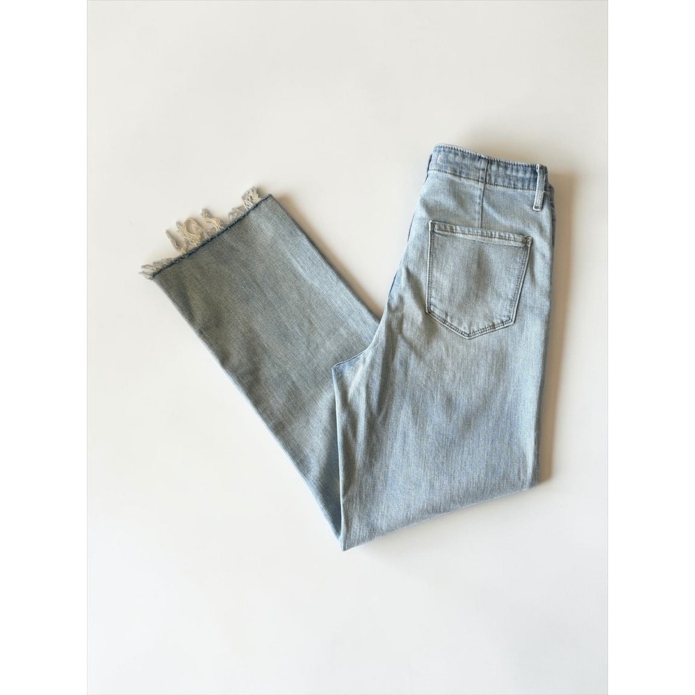 Eunina Ally Ultra High Rise Straight Crop Jeans Light Wash Raw Hem 11 30W